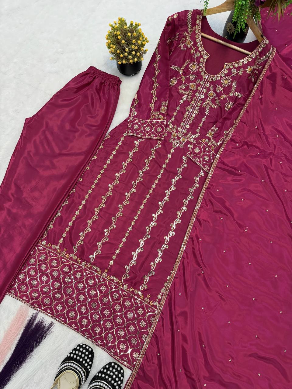 The Cinematic Plum Embroidered Suit